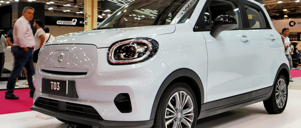 The Leapmotor T03, on display at the Auto Athina 2024 show in Athens, Greece. Photo source: Dreamstime (<a href="https://www.dreamstime.com/gstam110_info" style="border-bottom: 1px solid #1266f1; text-decoration: none;" onmouseover="this.style.color='#1266f1'" onmouseout="this.style.color=''">George Stamatis</a>, ID: 341905398).