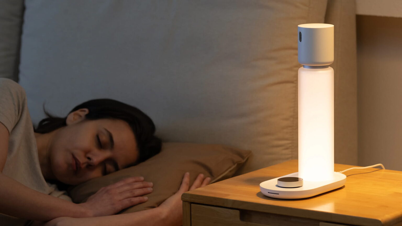 The Sleepal bedside lamp (pictured) uses artificial intelligence for sleep monitoring and analysis. Photo source: XSmart Technology.