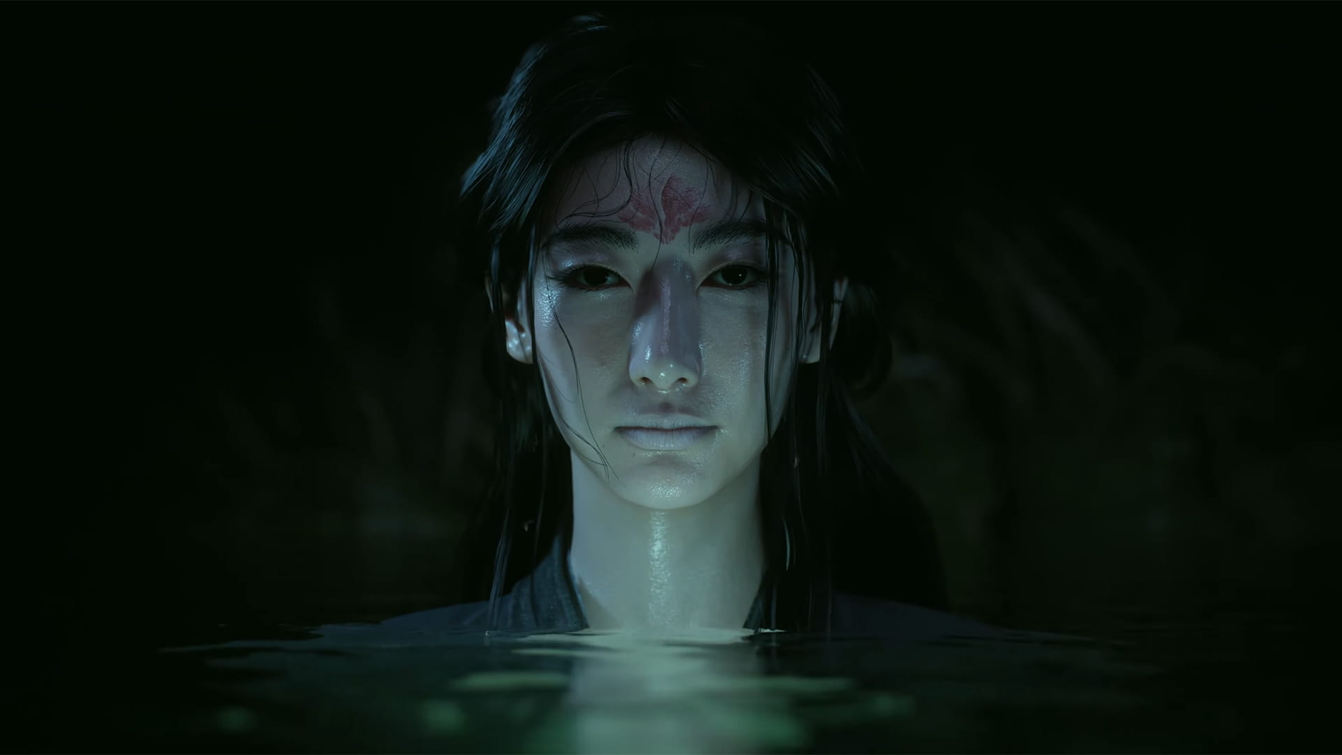 Image shows an unnamed character emerging from the water in the Black Myth: Zhong Kui gameplay demo.