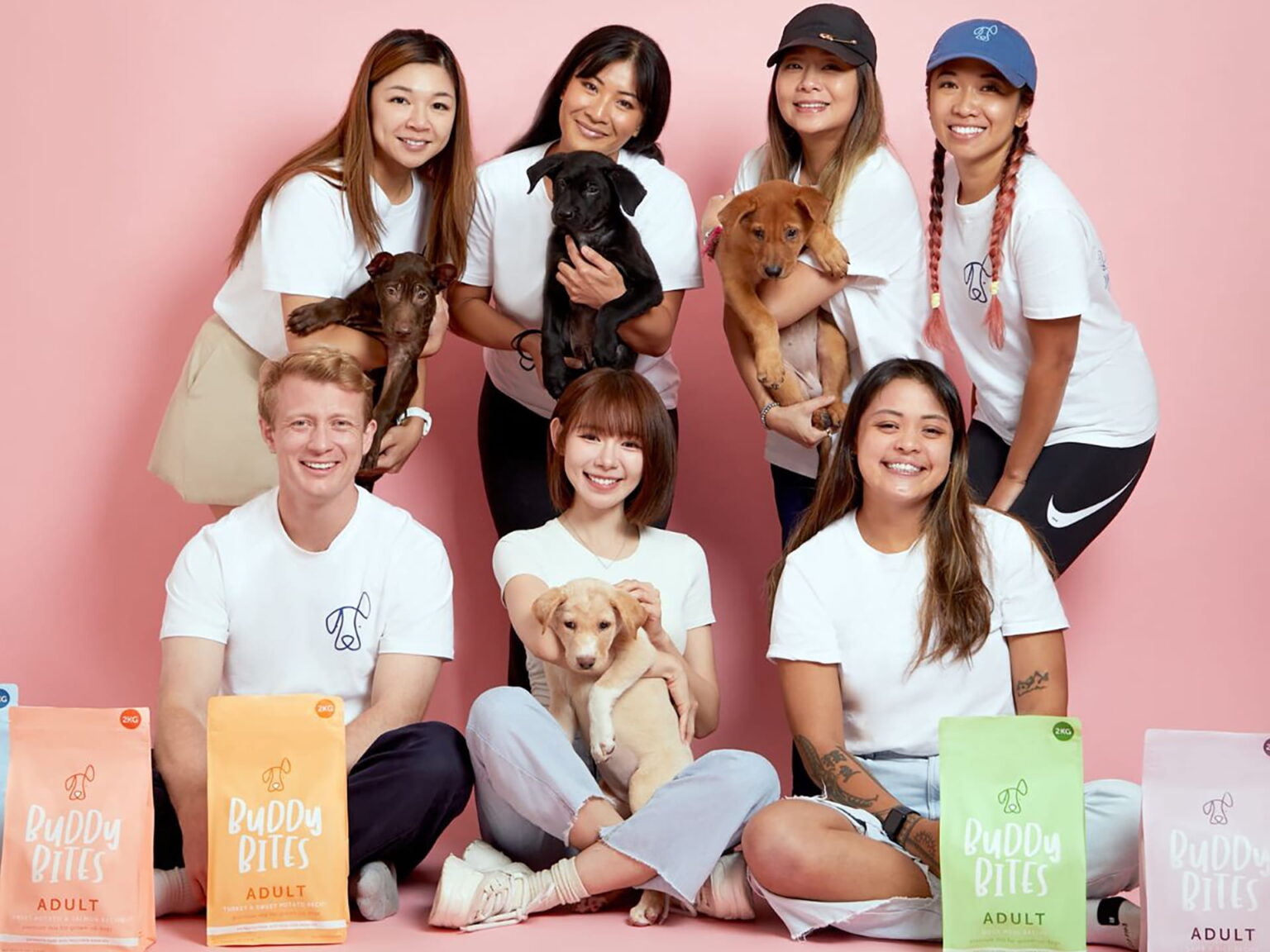 Buddy Bites’ team, pictured with Malaysian actress Lin Mei Chen (front, second from left), an ambassador for the brand. Photo source: Buddy Bites via LinkedIn.
