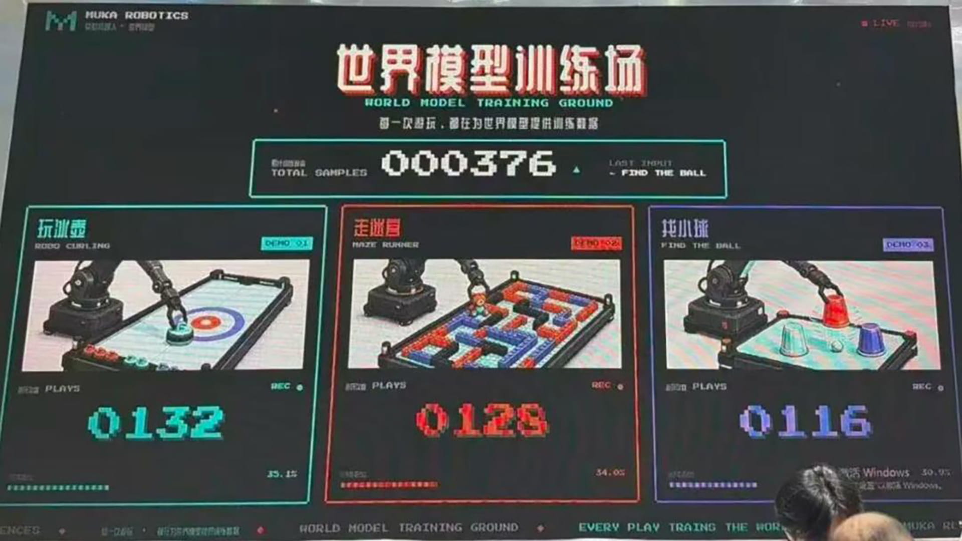 Photo shows an overview of Muka Robotics’ robot training method, showcased at World Robot Conference (WRC) 2026.
