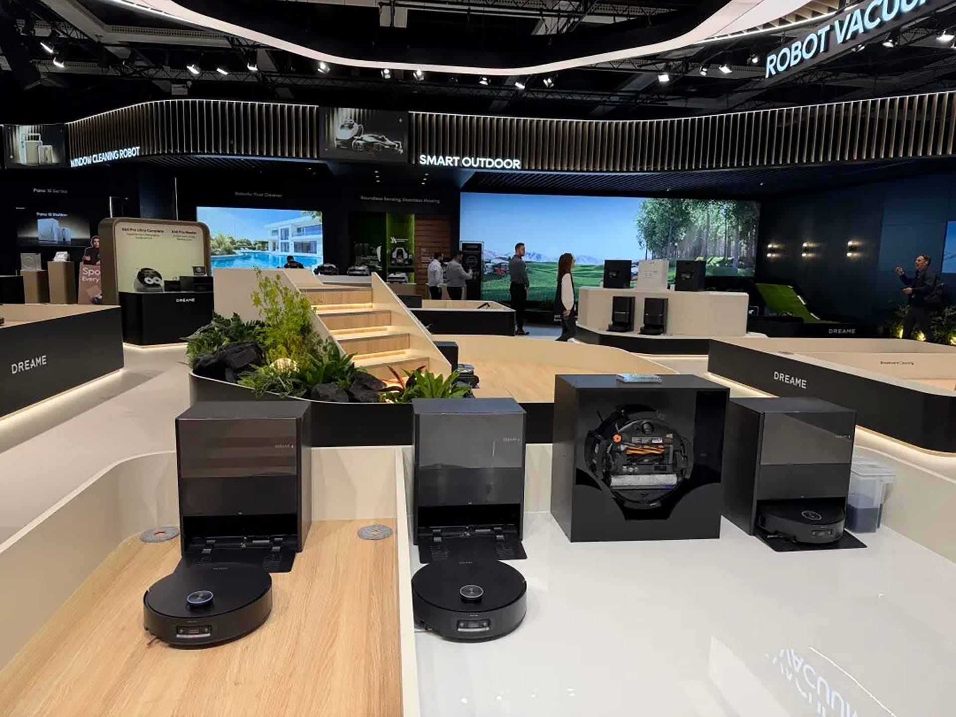 Photo shows a range of robot vacuums showcased by Dreame at IFA 2026.