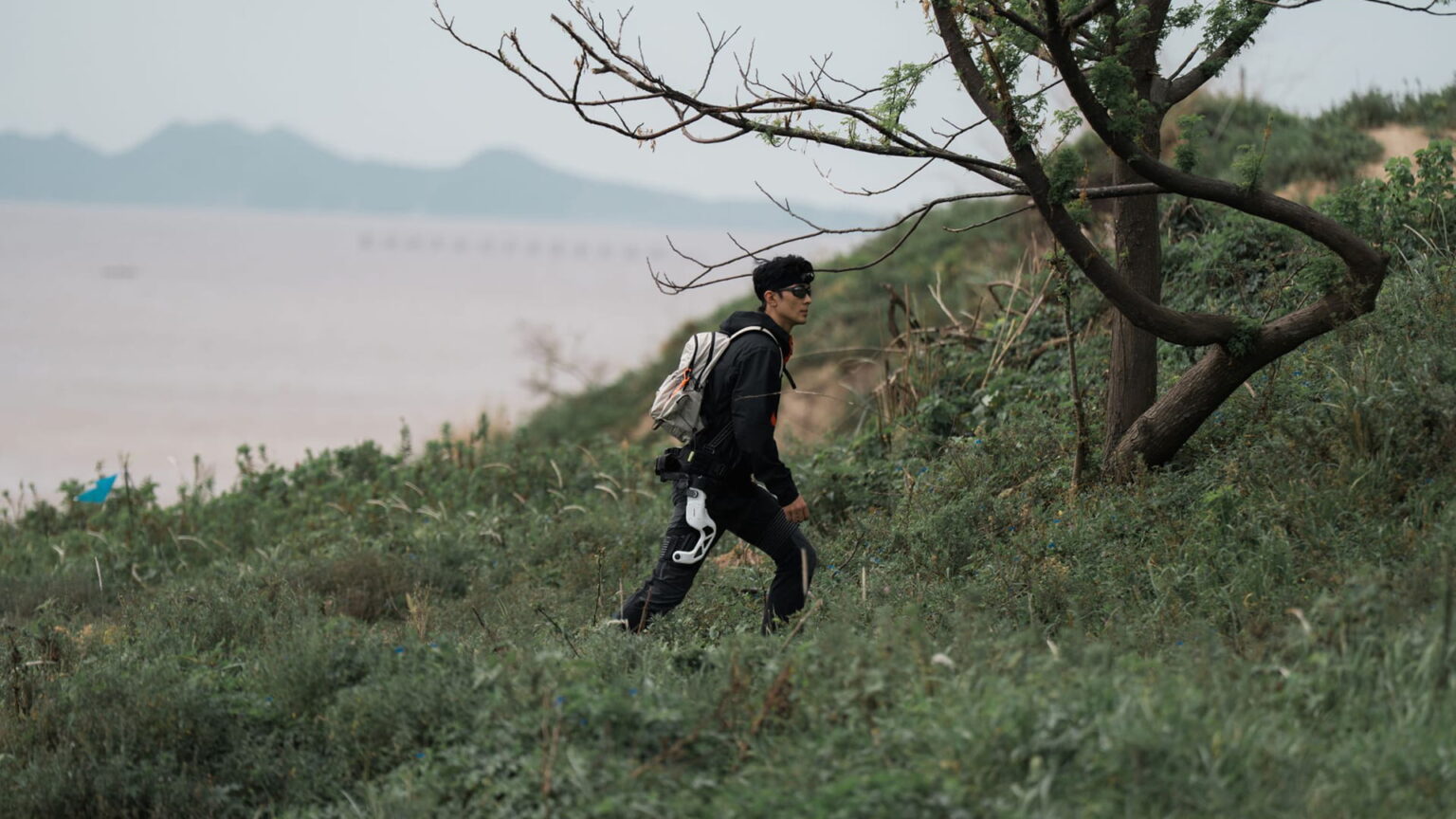 A hiker wearing the Viatrix X, developed by ULS Robotics. Photo source: ULS Robotics.